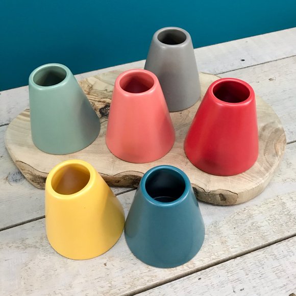 RED ENVELOPE Modern Bud Vases Set Of 6 Conical Colorful Air Plant Succulent Pots - Picture 2 of 7